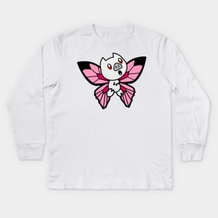 White ButterBat Kids Long Sleeve T-Shirt